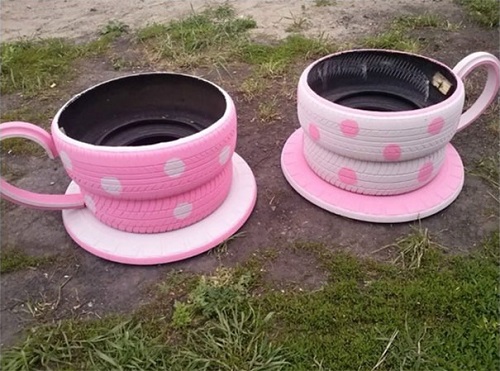  Tire garden Ideas Tea cup planter