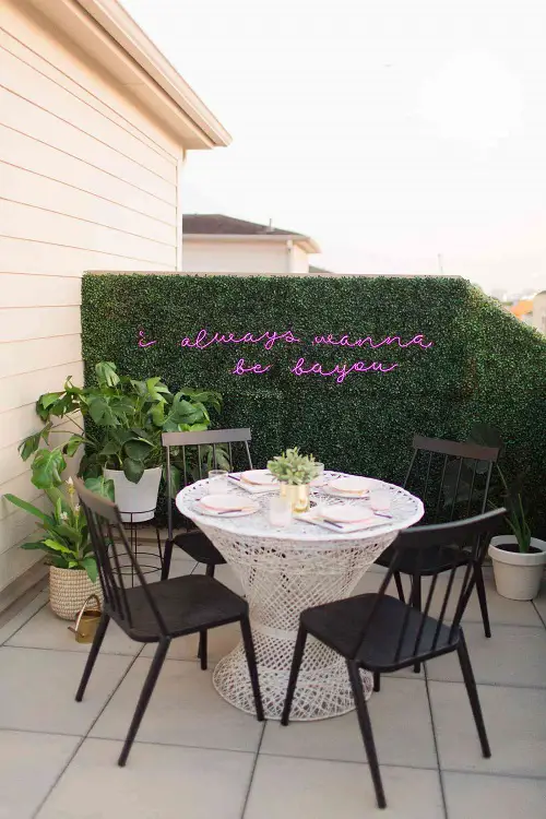 Balcony Wall Designs Green Neon Sign