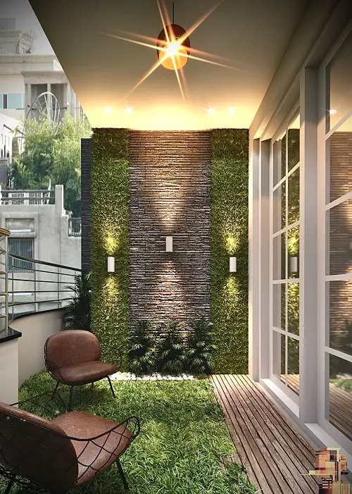 Balcony Wall with Lights
