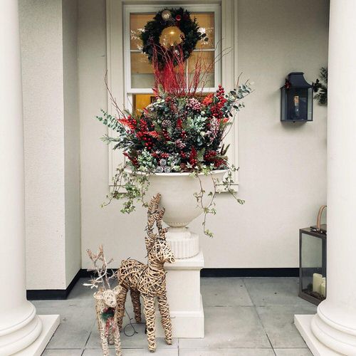 White Plastered Urn Planter