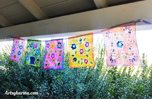 batik style prayer flags diy