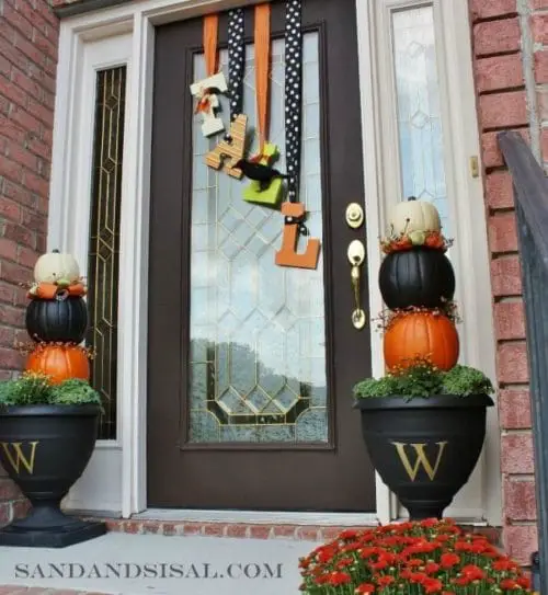Front Door Garden Decor Front Door with a 'Fall' Sign!