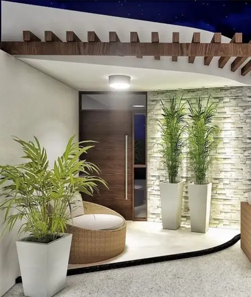 Tall Containers with Tropical Plants