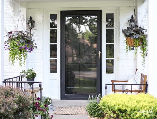 Front Door with Hanging Baskets