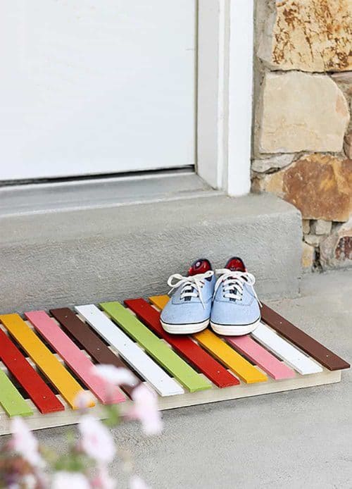 DIY Wooden Doormat for a Colorful Welcome