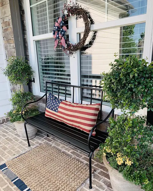 Cement Planters with an Iron Bench
