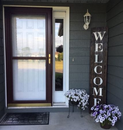 Chalkboard Front Door Decor with Flowers
