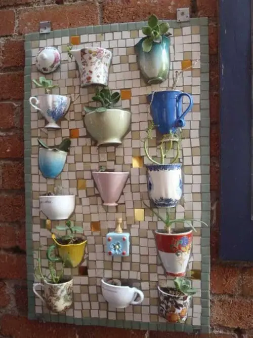 Coffee Mugs Mosaic Wall Planter