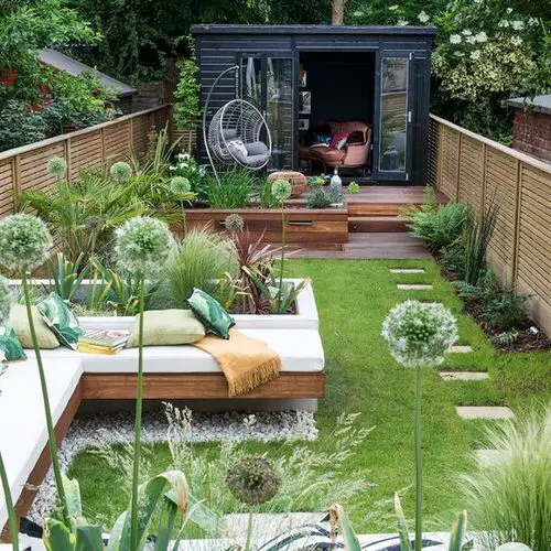 Small Garden With hanging chair