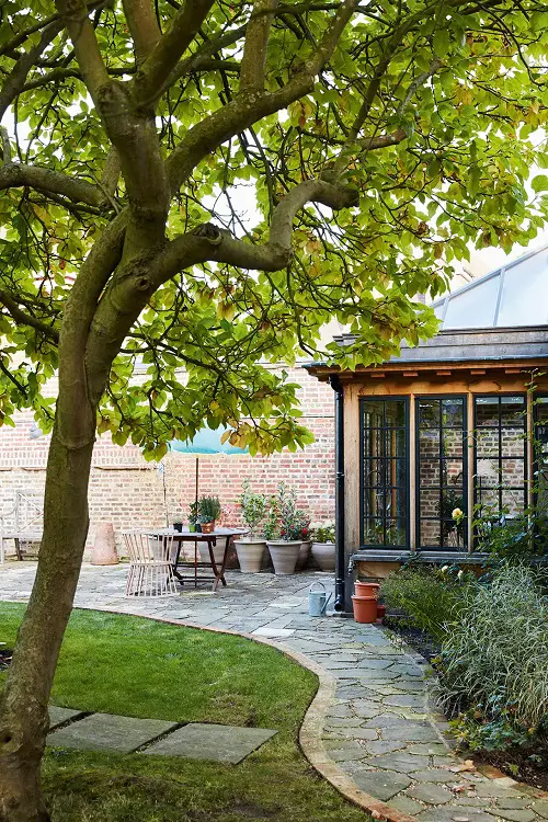 Stone Path and Patio Under the Tree