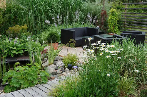 Garden Pond With Sitting Area