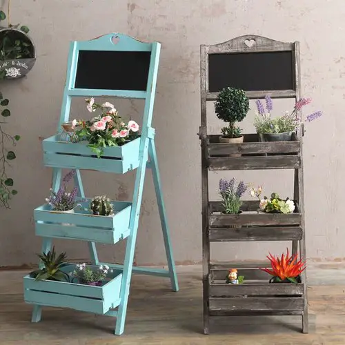 Country Style Ladder Shelf Planter