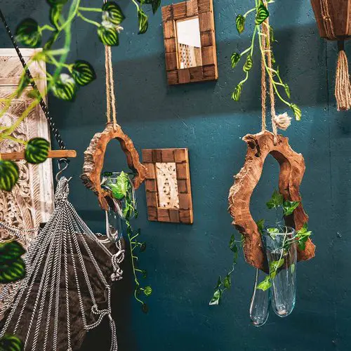 Molten Glass Plant Hangers on Driftwood