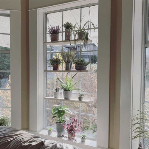 Vertical Window Shelf in Bedroom