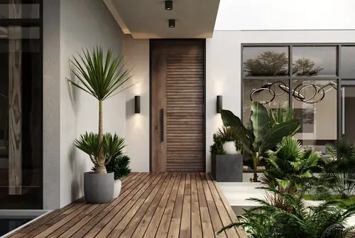 Entrance with Tropical Plants