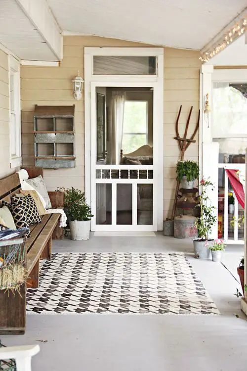 Country Front Door with Mini Planters