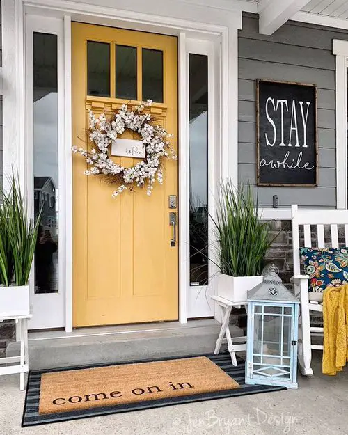 Front Decor with Message Board and Plants