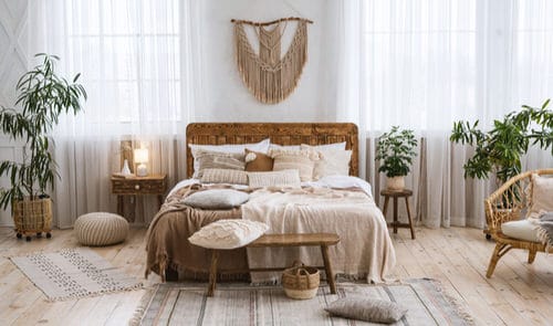 Bedroom with Tall Plant