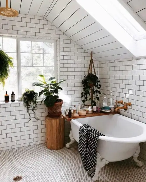 Pot on a Wooden Log by the Tub