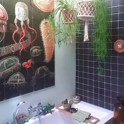 Hanging Plants Over Washbasin