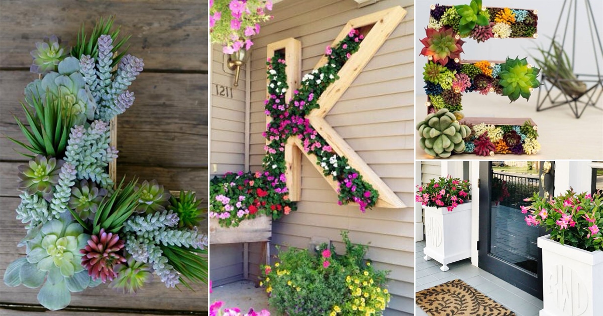 16 Stunning DIY Letter Planter Ideas | Cool Monogram Planters | Balcony ...