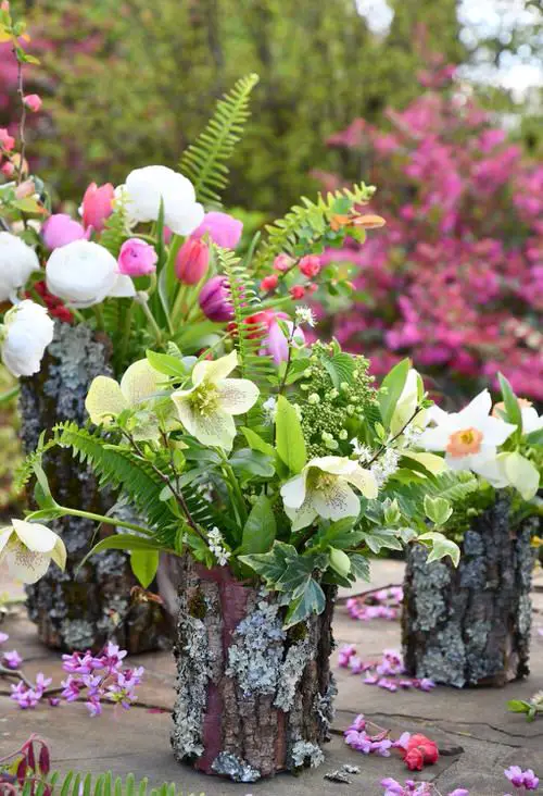 Tree Bark Flower Vases