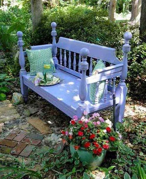 DIY Garden Bench Ideas Turn Bed Frame into a Garden Bench