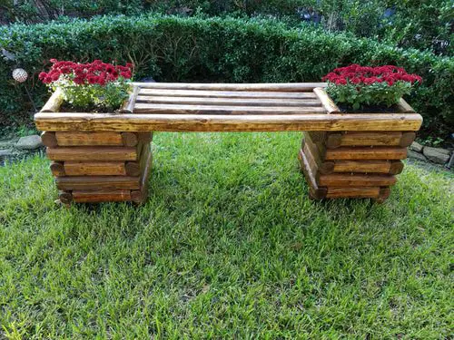 Modern DIY Outdoor log Bench