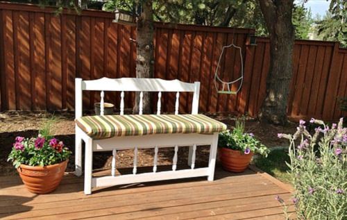 Twin Captain's Bed Repurposed into an Outdoor Bench