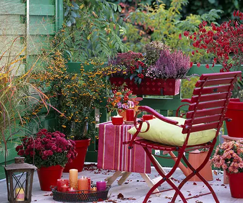 Fall Balcony Garden Vivid Balcony with a Matching Chair