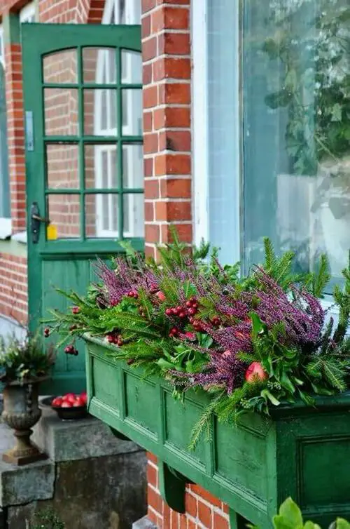 Fall Balcony Garden Wooden Windowbox Full of Fall Hues