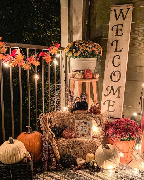 Fall Balcony Garden Festive Autumn Night