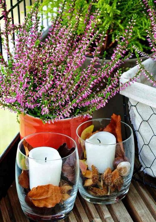 Heather and Candles in fall balcony