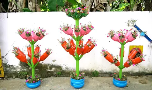 DIY Bottle Tower Garden Ideas 21