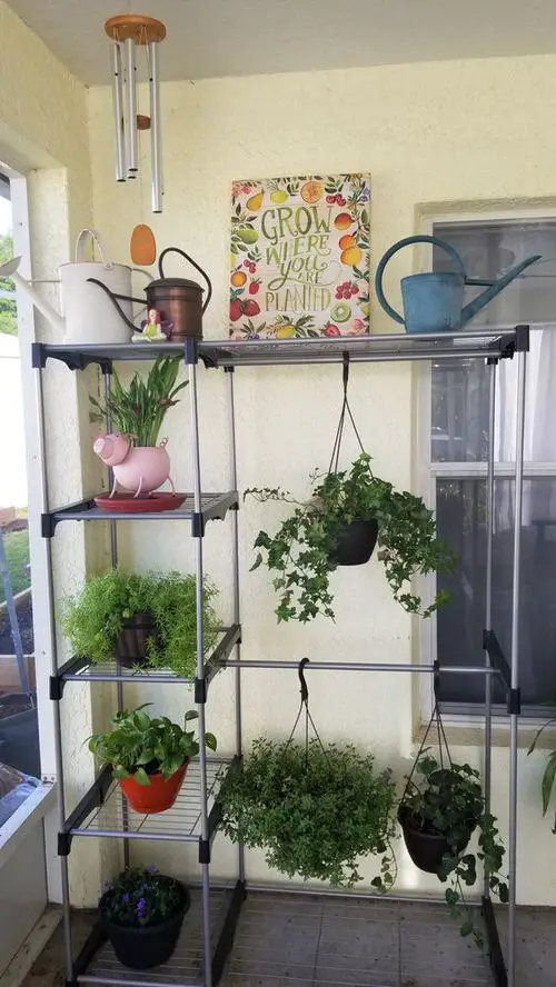 Assembled Cloth Rack with Hanging Planters