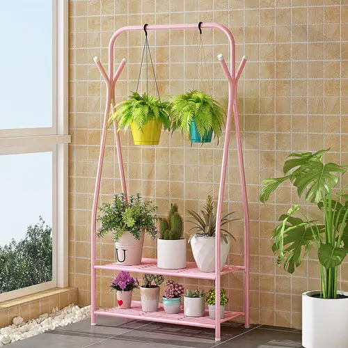 A Pink Clothes Rack for Green Potted Delights