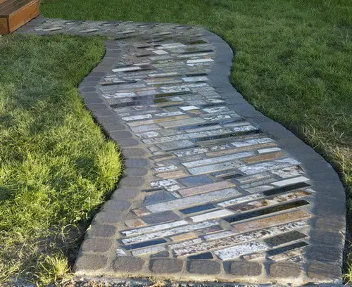 Walkway Using Recycled Counter Top Granite Scrap