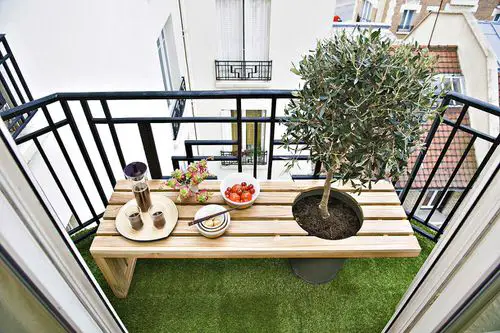 Balcony Gardens Bench with Pot Holder & Tree that Supports it