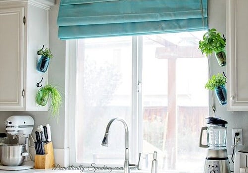 Mason Jars on the Sides of Kitchen Windows