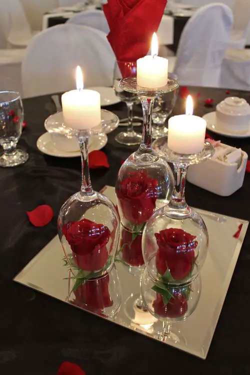 Inverted Wine Glass Candle Holder