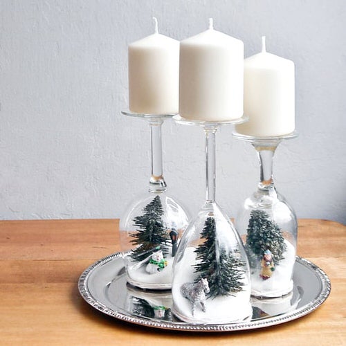 Wine Glasses with Holiday Figurines