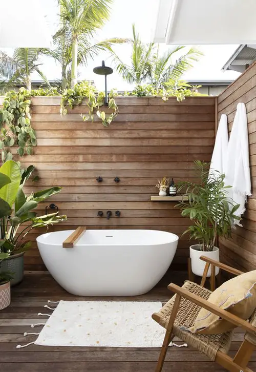 An Open Bathroom with Greenery All-Around