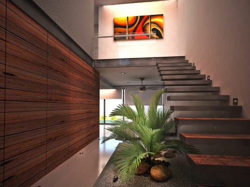 Modern Art, Stairs, and Plants