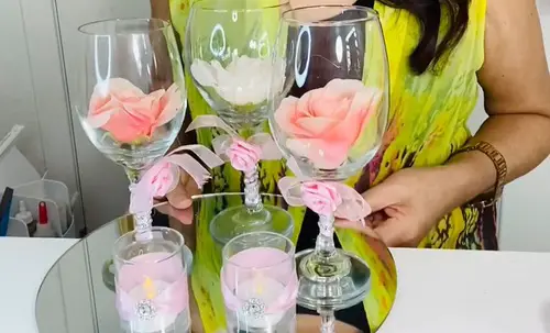Embellished Upside-Down Wine Glasses