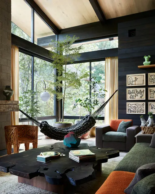 Living Room with a Green Corner