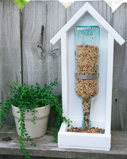Make A Wine Bottle Bird Feeder