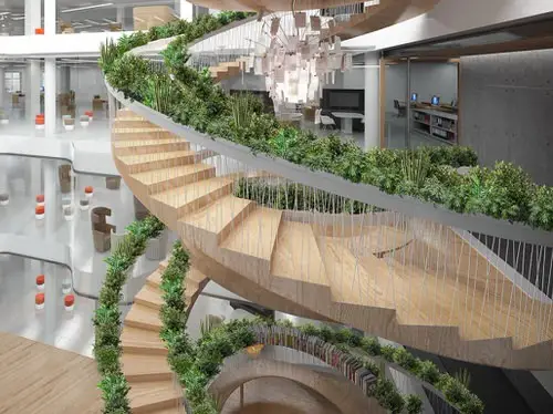 Modern Staircase with Plants on Top