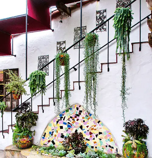 Hanging Succulents on Stair's Railings