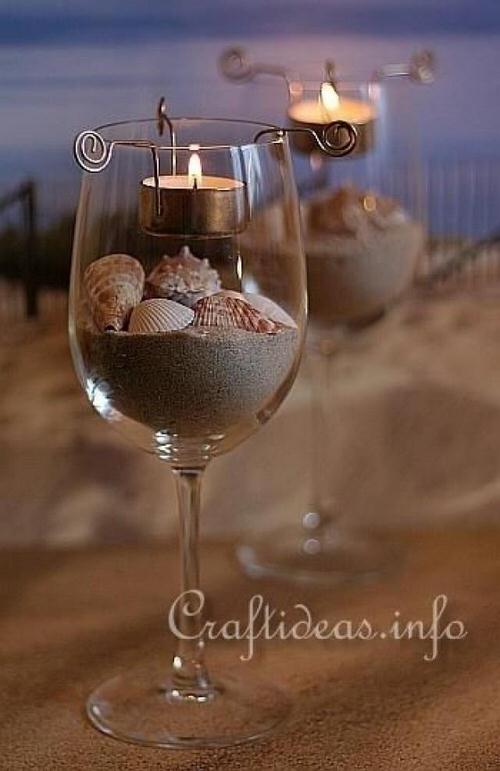 Mini Candles in Wine Glasses