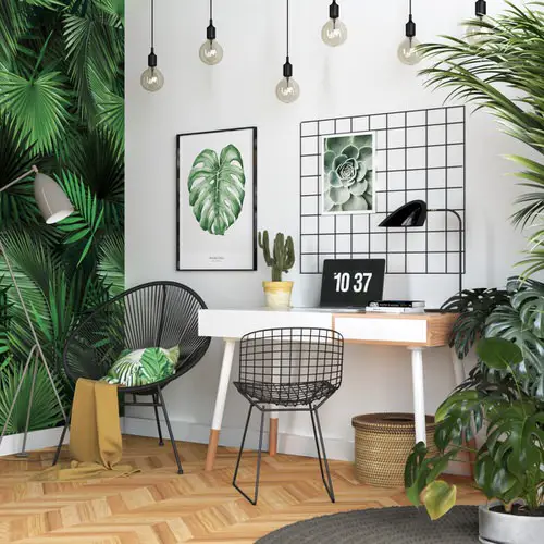 Green Home Office Desk Ideas with Plants 31